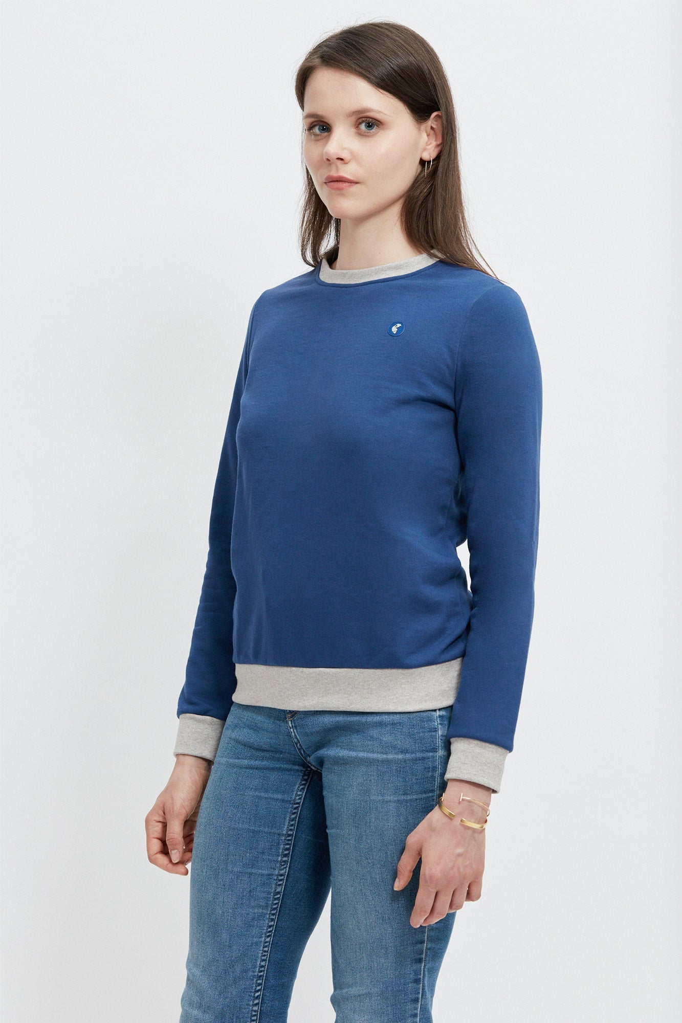 Sweat rond bleu et gris