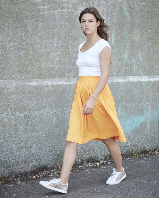 Jupe froncée orange