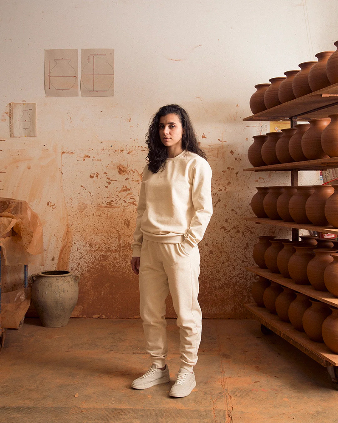 Sweat col rond Crème