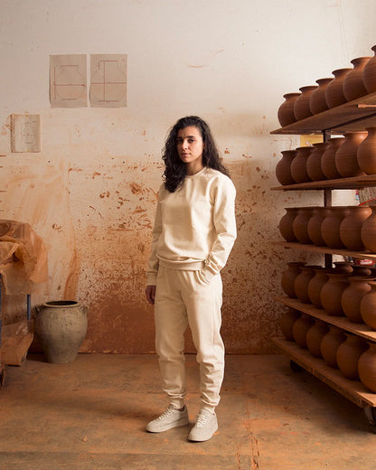 Sweat col rond Crème