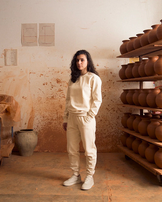 Sweat col rond Crème