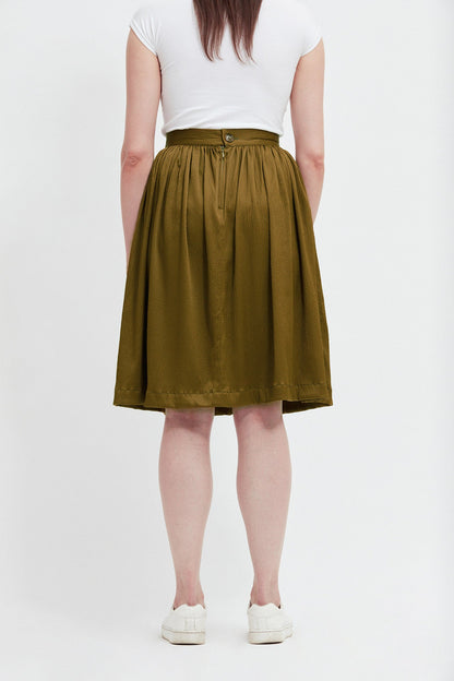 Jupe froncée kaki