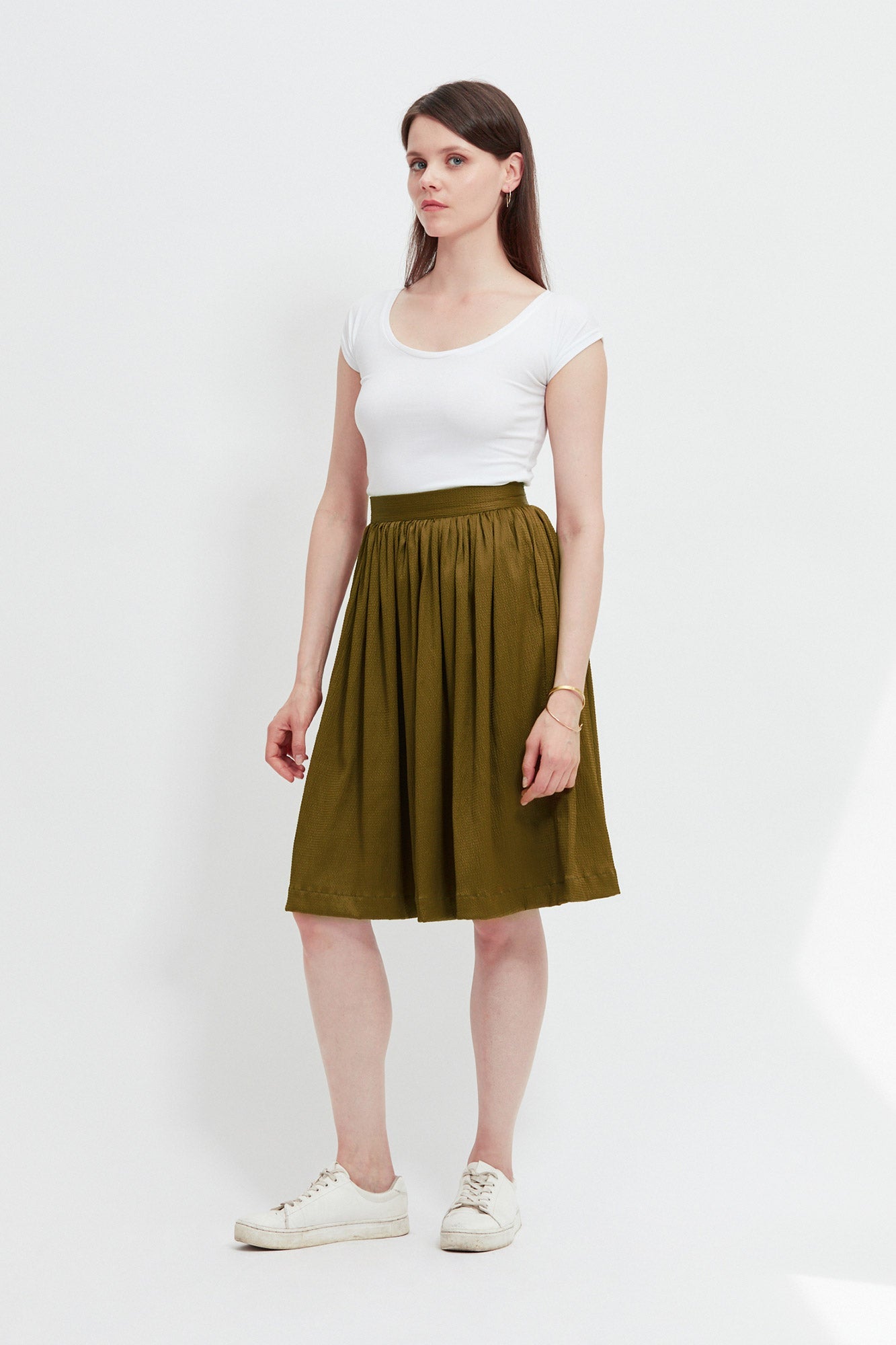 Jupe froncée kaki