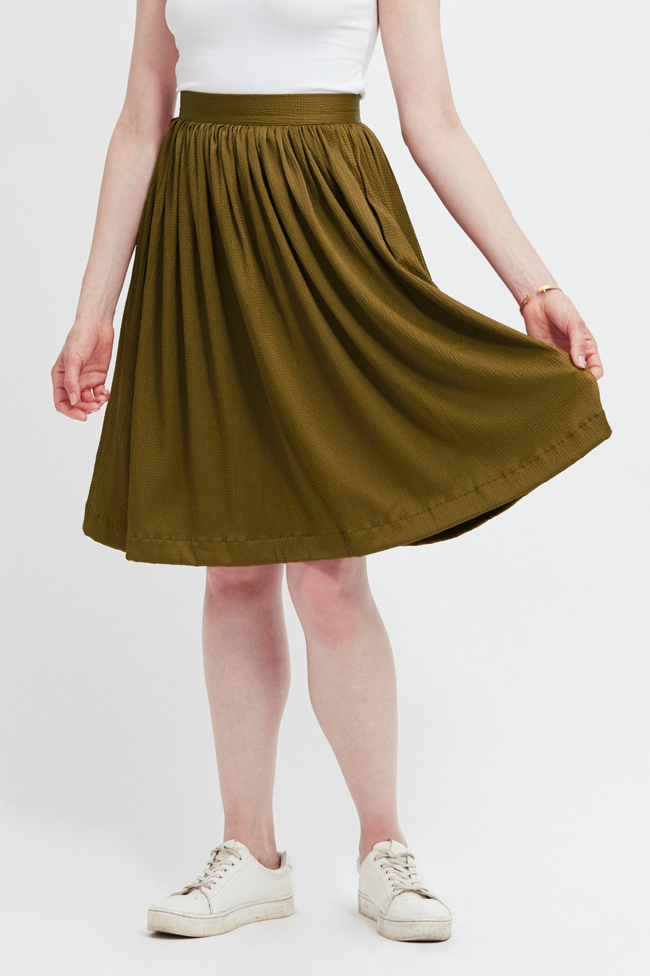 Jupe froncée kaki