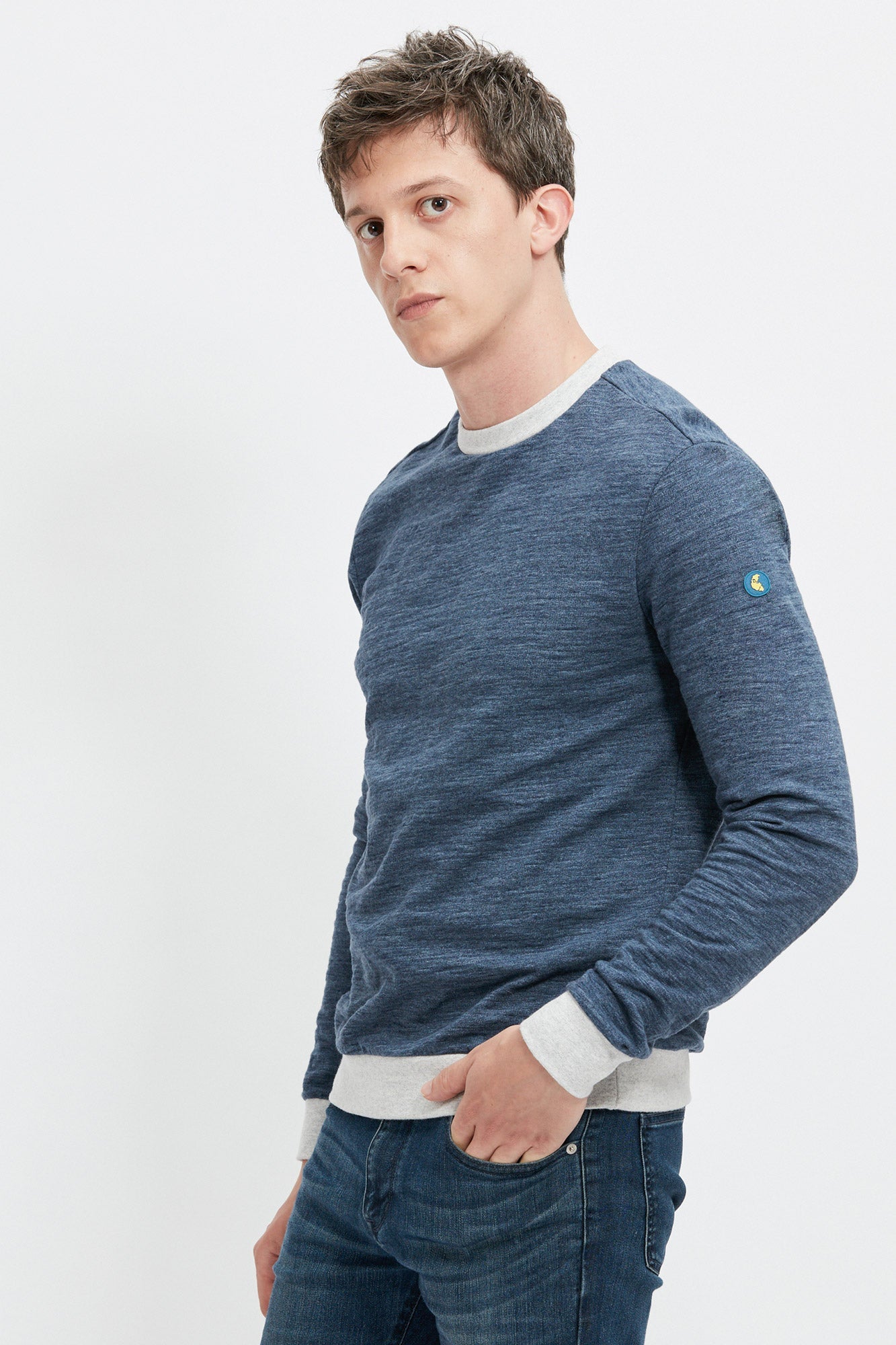 Sweat rond bleu et gris